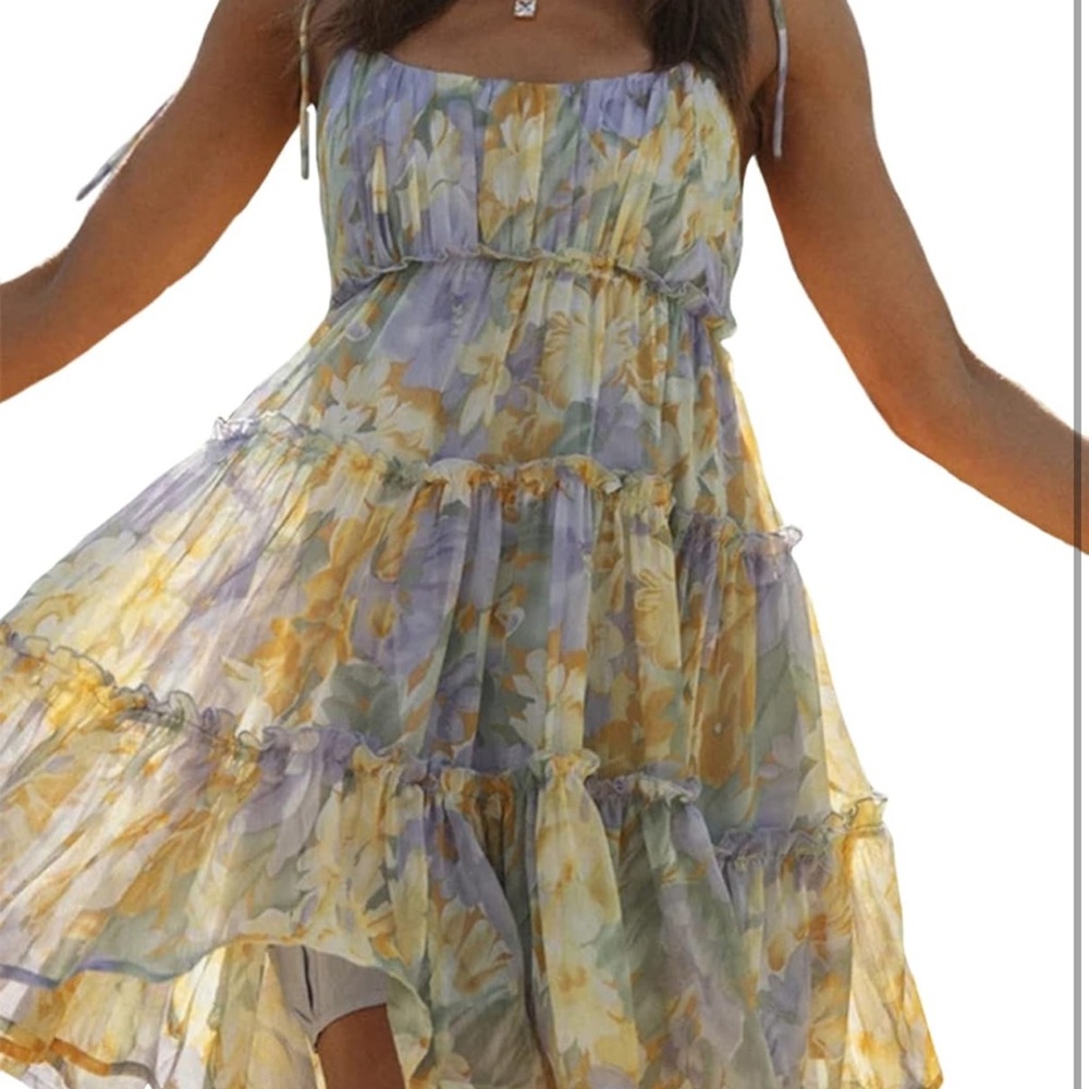 Floral Sundress in Yellow and Purple